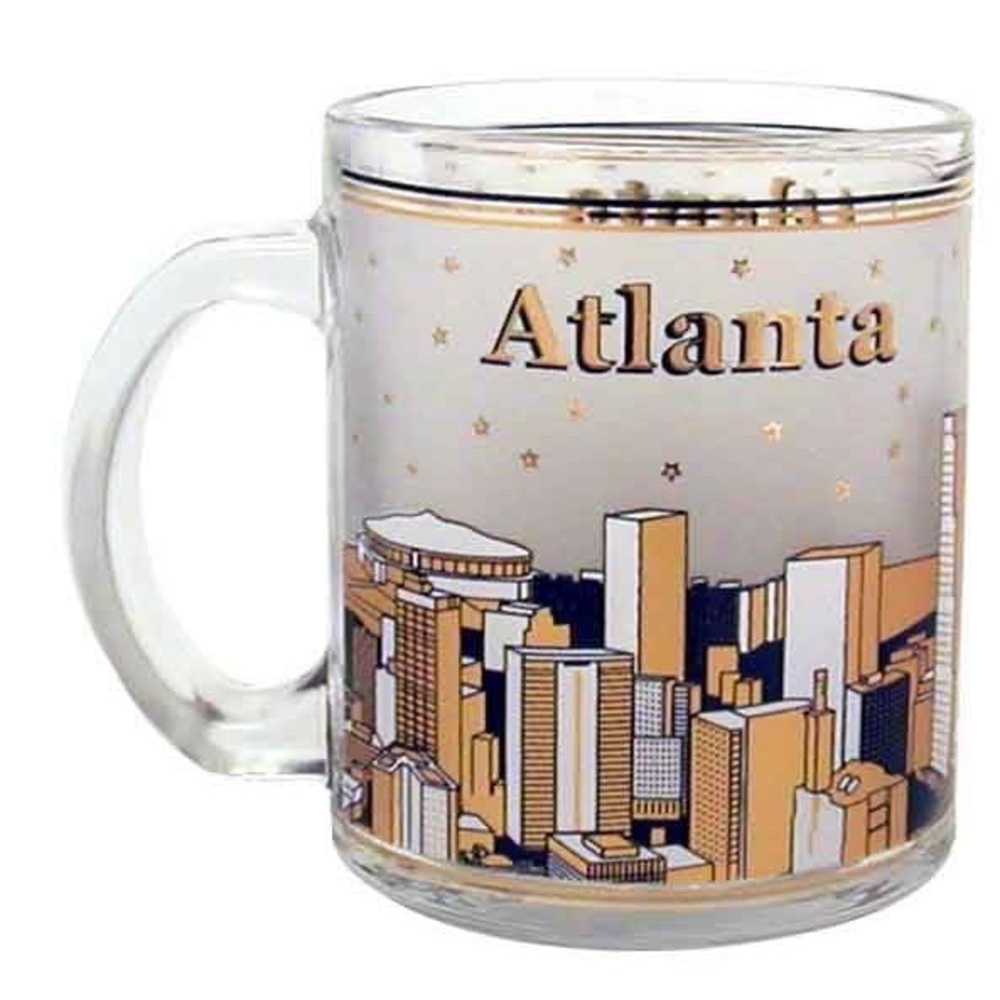 Atlanta City Skyline Clear Mug w/Frosted Gold Skyline 11oz (New Without Tag)